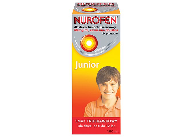 Nurofen Dla Dzieci Junior truskawkowy interakcje ulotka zawiesina doustna 40 mg/ml 100 ml (but.)