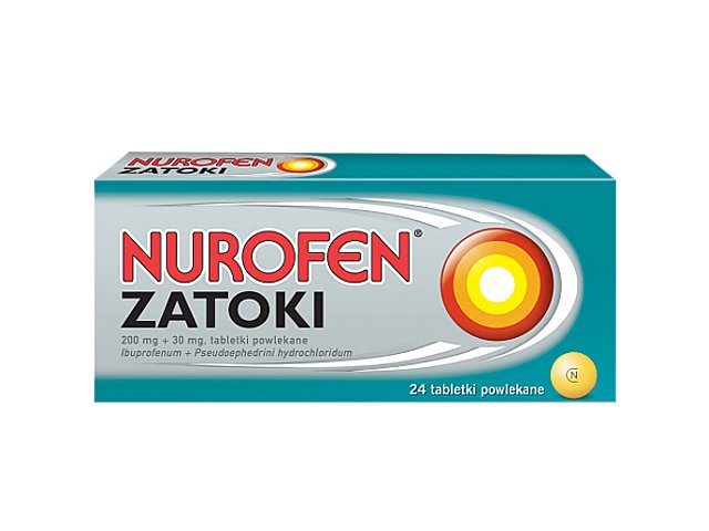 Nurofen Zatoki interakcje ulotka tabletki powlekane 200mg+30mg 24 tabl. | 2 blist.po 12 szt.