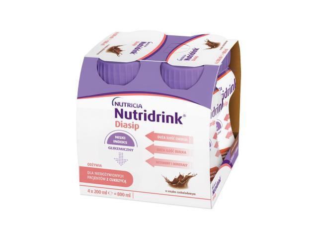 Nutridrink Diasip o smaku czekoladowym interakcje ulotka płyn - 4 szt. po 200 ml