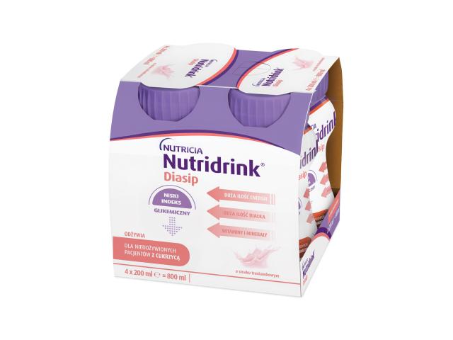 Nutridrink Diasip o smaku truskawkowym interakcje ulotka płyn - 4 szt. po 200 ml