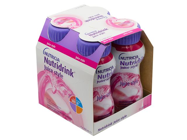 Nutridrink Juice Style o smaku truskawkowym interakcje ulotka płyn doustny - 4 but. po 200 ml