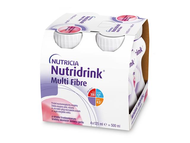 Nutridrink Multi Fibre o smaku truskawkowym interakcje ulotka płyn - 4 szt. po 125 ml