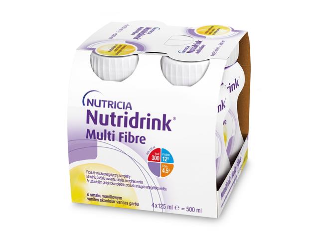 Nutridrink Multi Fibre o smaku waniliowym interakcje ulotka płyn  4 szt. po 125 ml