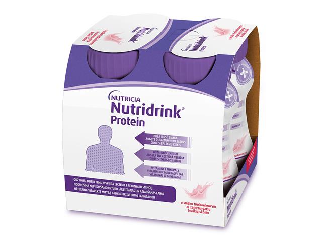 Nutridrink Protein o smaku truskawkowym interakcje ulotka płyn  4 szt. po 125 ml