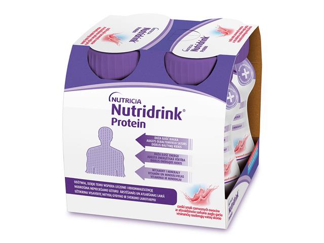Nutridrink Protein rześki smak czerwonych owoców interakcje ulotka płyn doustny - 4 szt. po 125 ml