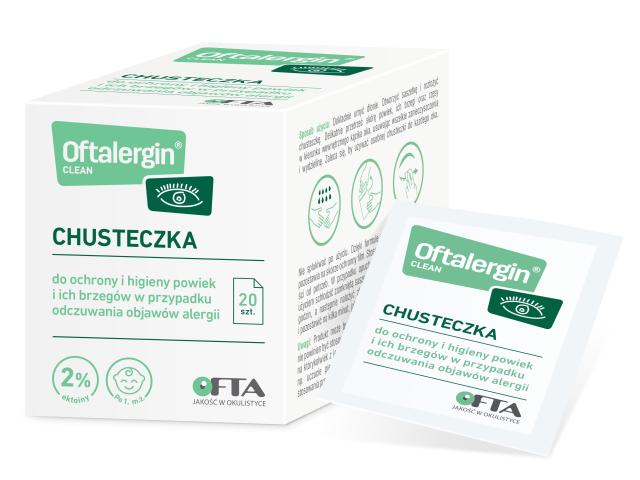 Oftalergin Clean Chusteczki do ochrony i higieny powiek interakcje ulotka chusteczka - 20 sasz.