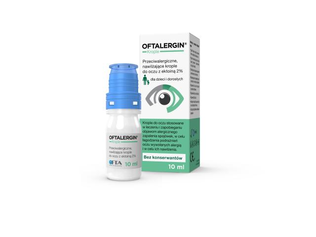 Oftalergin Krople przeciwalergiczne do oczu nawilżające z ektoiną 2% interakcje ulotka krople do oczu - 10 ml