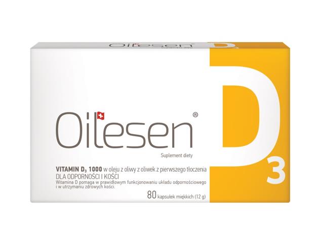 Oilesen Vitamin D3 1000 interakcje ulotka kapsułki miękkie - 80 kaps.