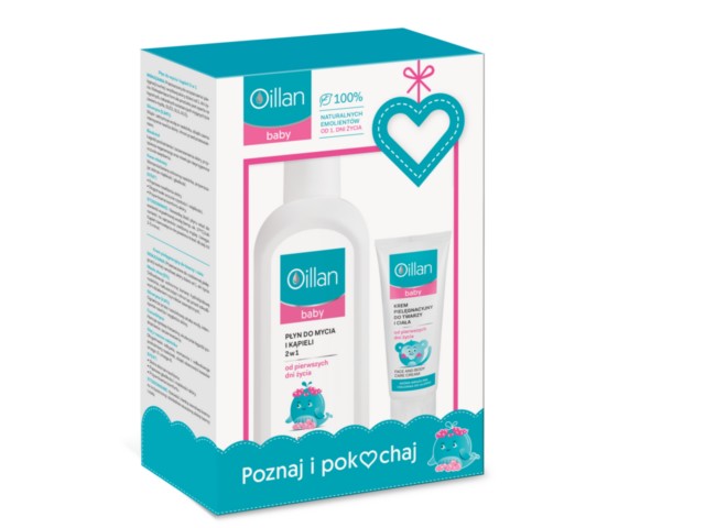 Oillan Baby Zestaw Płyn d/mycia i kąp.2w1 + Krem d/twarzy i ciała interakcje ulotka zestaw - 400 ml + 75 ml
