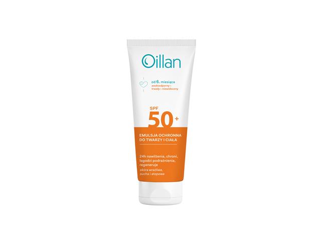 Oillan Emulsja do twarzy i ciała od 6. miesiąca dla dzieci i dorosłych ochronna SPF 50+ interakcje ulotka   100 ml