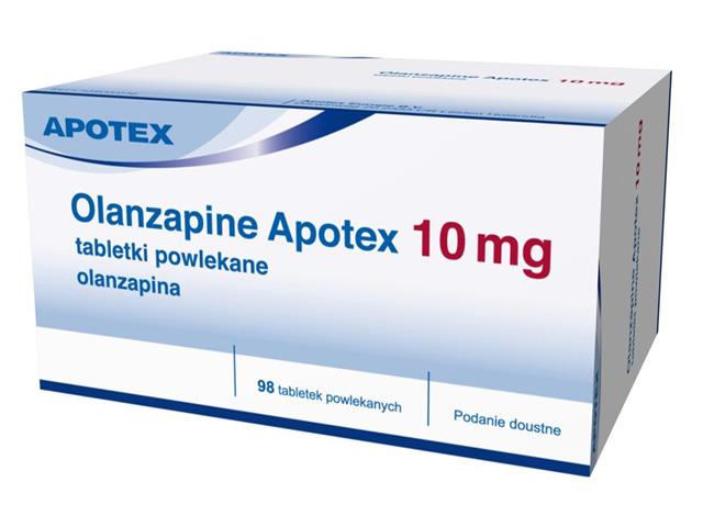 Olanzapine Apotex interakcje ulotka tabletki powlekane 10 mg 98 tabl. | blist.Alu/Alu