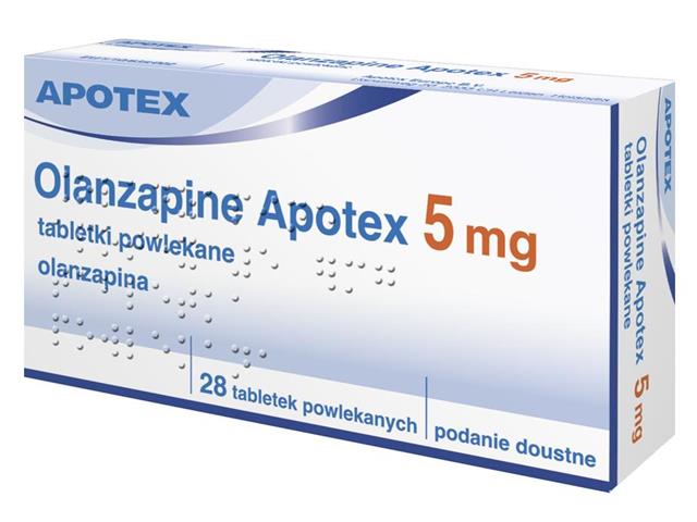 Olanzapine Apotex interakcje ulotka tabletki powlekane 5 mg 28 tabl. | blist.Al/Al