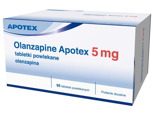 Olanzapine Apotex interakcje ulotka tabletki powlekane 5 mg 98 tabl. | blist.Alu/Alu