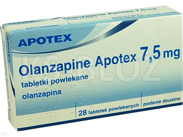 Olanzapine Apotex interakcje ulotka tabletki powlekane 7,5 mg 28 tabl. | blist.Al/Al