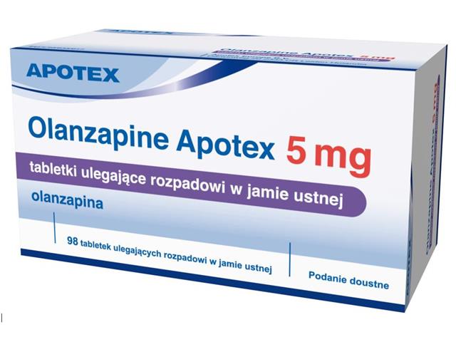 Olanzapine Apotex interakcje ulotka tabletki ulegające rozpadowi w jamie ustnej 5 mg 98 tabl. | blist.Alu/Alu