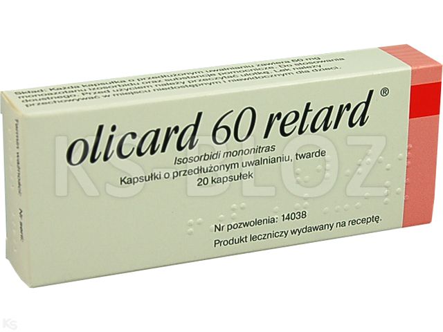 Olicard 60 Retard interakcje ulotka kapsułki o przedłużonym uwalnianiu twarde 60 mg 20 kaps. | 2x10