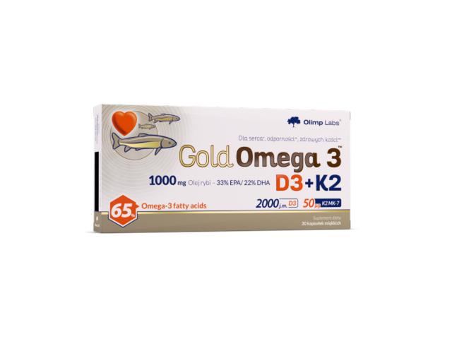 Olimp Gold Omega 3 D3 + K2 interakcje ulotka kapsułki  30 kaps.