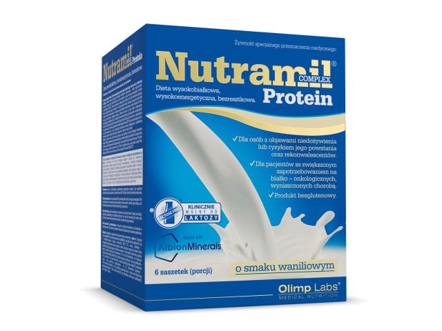 Olimp Nutramil Complex Protein o smaku waniliowym interakcje ulotka proszek  6 sasz.