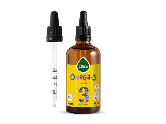 Olini Omega-3 dla dzieci o smaku jagodowo-malinowym interakcje ulotka olej - 100 ml (but.z dozown.)