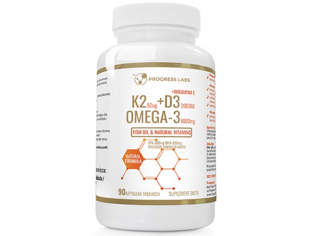 Omega-3 1000mg + K2 50 mcg +D3 50mcg 2000IU interakcje ulotka kapsułki  90 kaps.