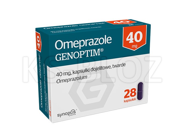 Omeprazole Genoptim interakcje ulotka kapsułki dojelitowe twarde 40 mg 28 kaps.