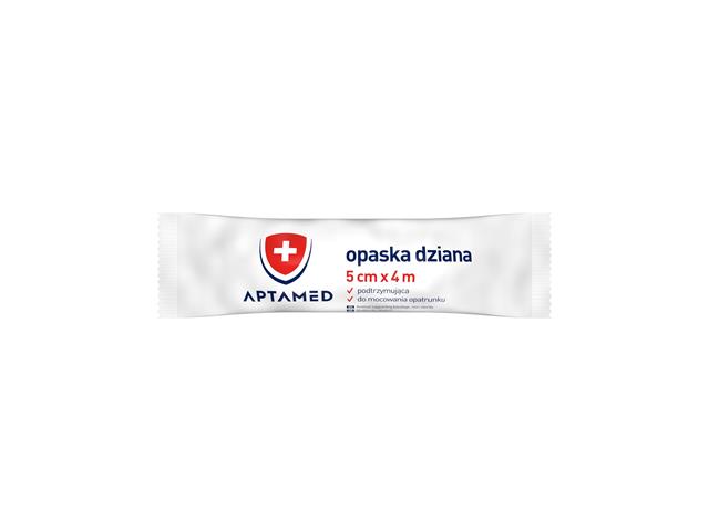 Opaska dziana podtrzymująca n/jałowa 4m x 5cm APTAMED interakcje ulotka opaska - 1 szt.