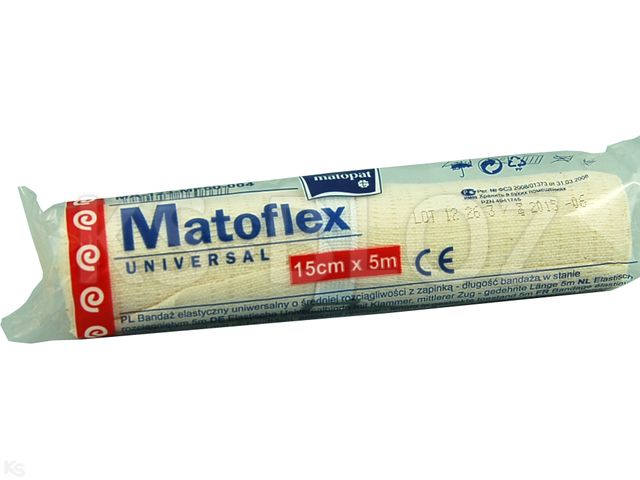 Opaska elast.MATOFLEX UNIVERSAL tk. 5m x 15cm interakcje ulotka   1 szt.