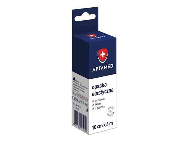 Opaska elastyczna uciskowa tkana 4m x 10cm APTAMED z zapinką interakcje ulotka opaska elastyczna - 1 szt.