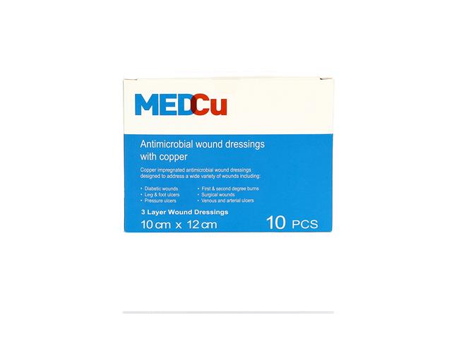 Opatr. MedCu Antimicrobial Wound Dressings 10x12 cm interakcje ulotka opatrunek - 10 szt.