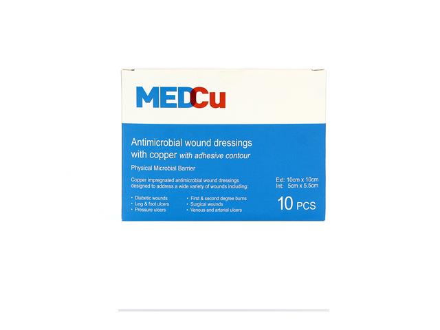 Opatr. MedCu Antimicrobial Wound Dressings 5x5,5 cm interakcje ulotka opatrunek  10 szt.