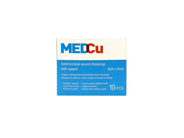 Opatr. MedCu Antimicrobial Wound Dressings 5x6cm interakcje ulotka opatrunek - 10 szt.