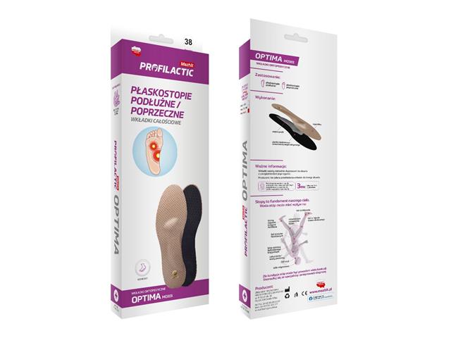 OPTIMA roz. 38 MO301 wkładki ortopedyczne na płaskostopie podłużne i poprzeczne interakcje ulotka wkładka do obuwia - 2 szt. (para)