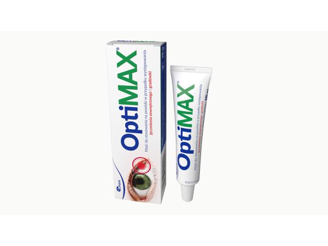 OptiMAX Maść do stosowania na powieki w przypadku występowania jęczmienia zewnętrznego i gradówki interakcje ulotka maść  15 g