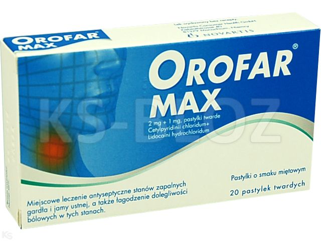 Orofar Max interakcje ulotka pastylki twarde 2mg+1mg 20 pastyl.