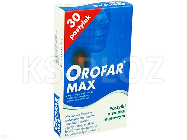 Orofar Max interakcje ulotka pastyl.twarde 2mg+1mg 30 pastyl.