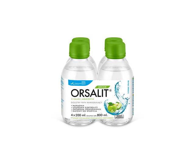 Orsalit Drink o smaku jabłkowym interakcje ulotka płyn doustny  800 ml | 4 x 200 ml