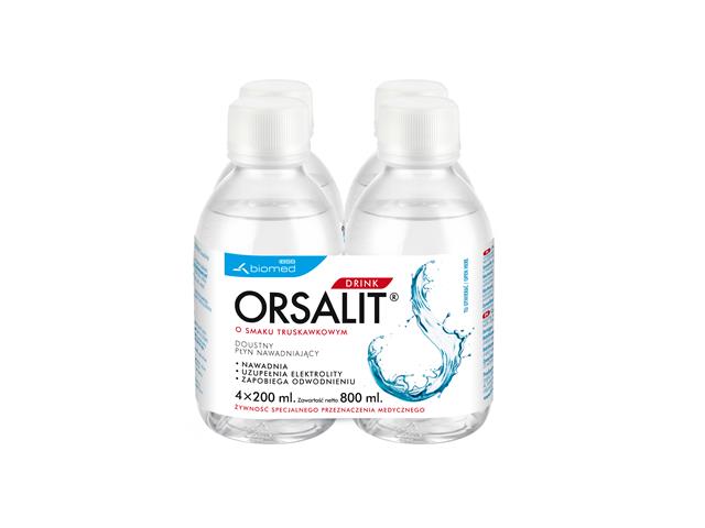 Orsalit Drink o smaku truskawkowym interakcje ulotka płyn  800 ml | 4 x 200 ml