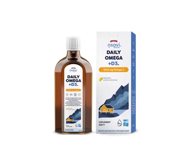 Osavi Daily Omega + D3 1600 mg Omega 3 naturalny aromat cytrynowy interakcje ulotka olej - 250 ml