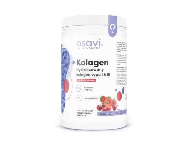Osavi Kolagen Hydrolizowany Kolagen Typu I & III wiśnia-truskawka interakcje ulotka proszek - 660 g