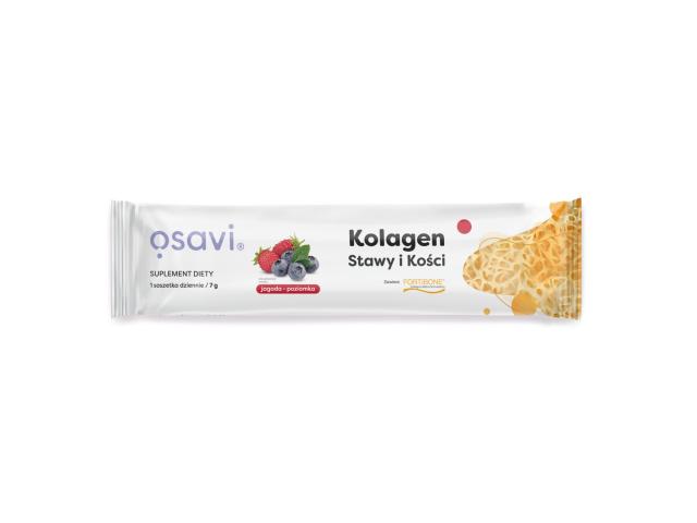 Osavi Kolagen Stawy I Kości jagoda-poziomka interakcje ulotka proszek 1 sasz. po 7 g