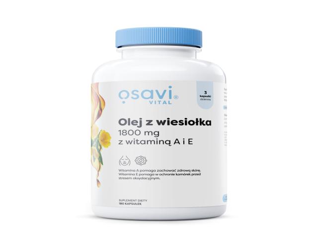 Osavi Olej Z Wiesiołka 1800 mg z witaminą A i E interakcje ulotka kapsułki miękkie  180 kaps.