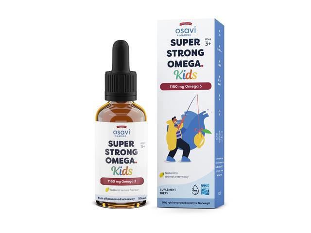 Osavi Super Strong Omega Kids, 1160mg Omega 3 naturalny aromat cytrynowy interakcje ulotka olej  50 ml