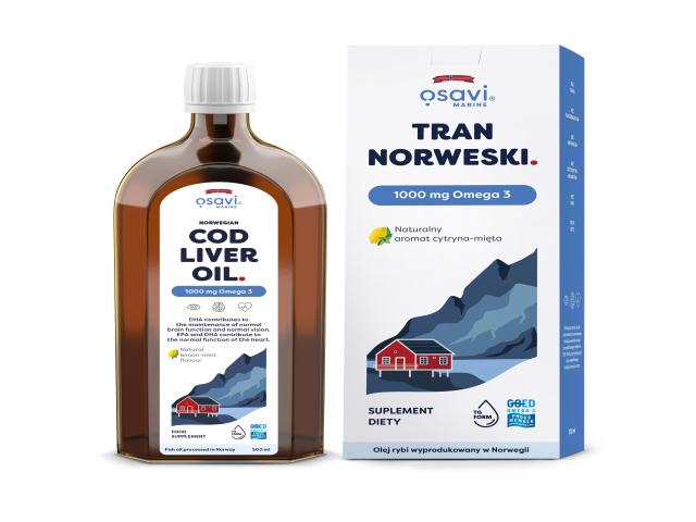 Osavi Tran Norweski 1000 mg Omega 3 naturalny aromat cytryna-mięta interakcje ulotka olej  500 ml