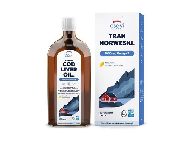 Osavi Tran norweski 1000 mg Omega 3 naturalny aromat cytrynowy interakcje ulotka olej  500 ml