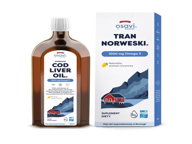 Osavi Tran Norweski 1000 mg Omega 3 naturalny aromat cytrynowy interakcje ulotka olej  500 ml