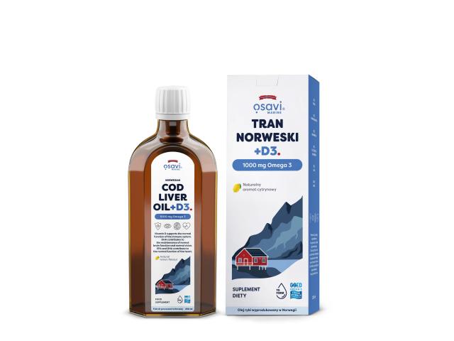 Osavi Tran Norweski + D3 1000 mg Omega 3 naturalny aromat cytrynowy interakcje ulotka olej  250 ml