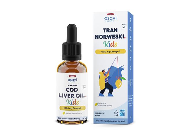 Osavi Tran norweski Kids 1000 mg Omega 3 naturalny aromat cytrynowy interakcje ulotka olej  50 ml