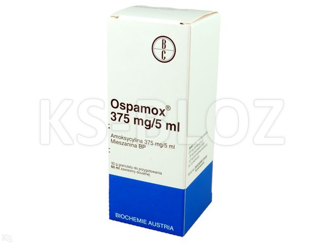 Ospamox interakcje ulotka granulat do sporządzania zawiesiny doustnej 375 mg/5ml 60 ml | 30 g