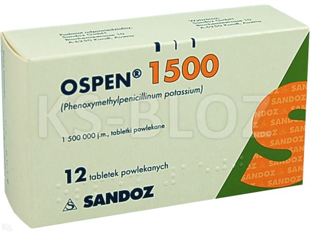 Ospen 1500 interakcje ulotka tabletki powlekane 1 500 000 I.U. 12 tabl.