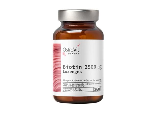 OstroVit Biotin 2500 µg lozenges smak truskawki interakcje ulotka tabletki do ssania - 360 tabl.